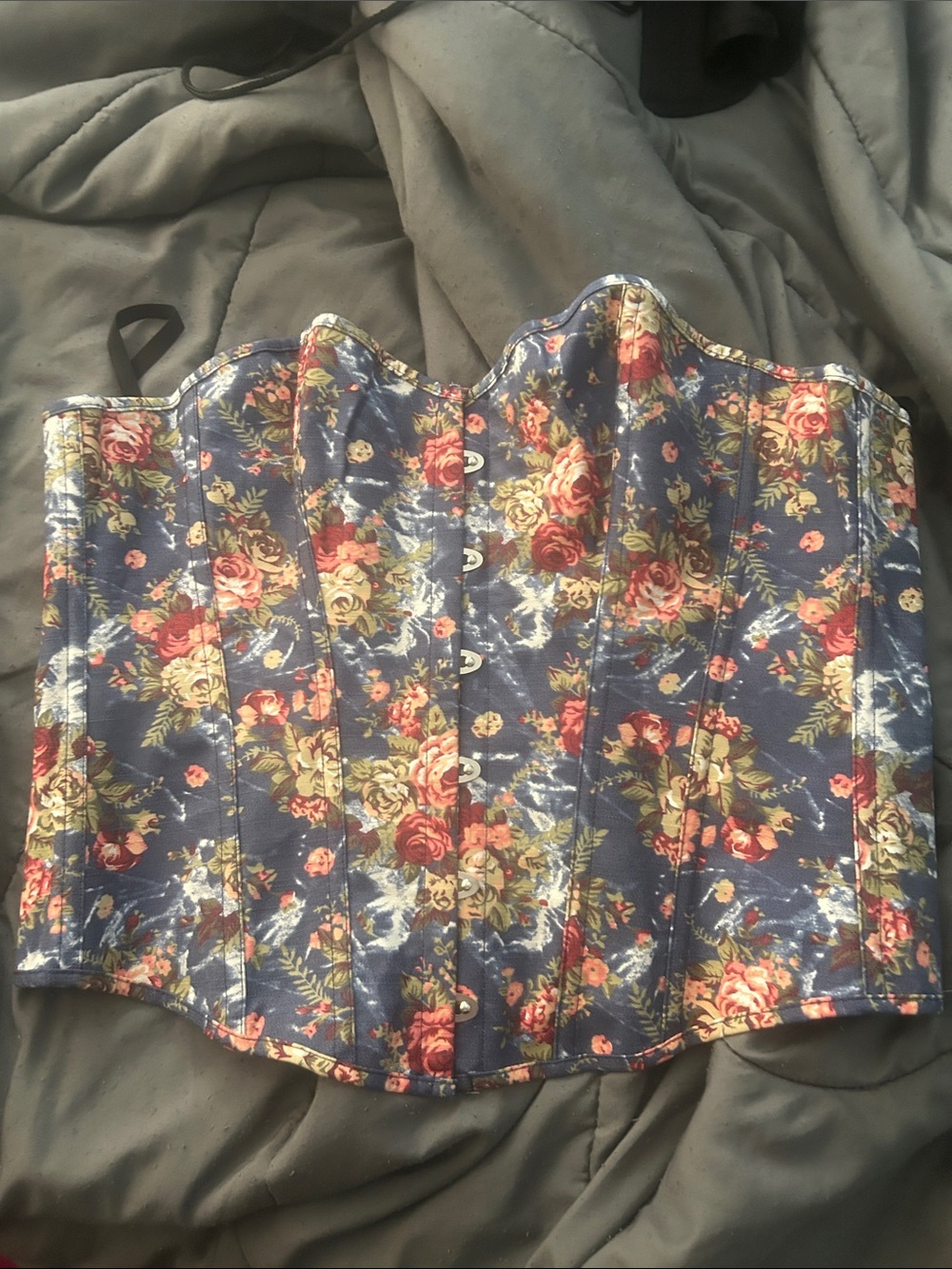 Floral Navy Corset Top - Women's Bustier